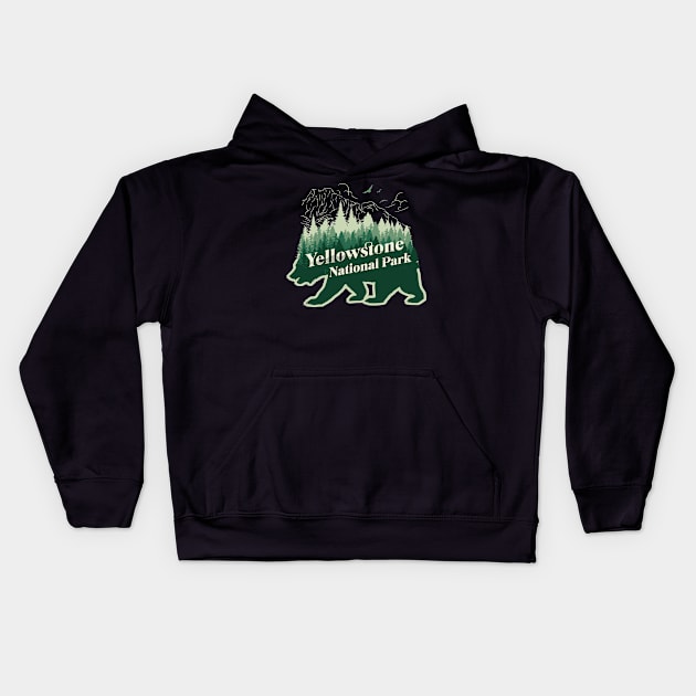 Yellowstone National Park Bear Kids Hoodie by HUNTINGisLIFE